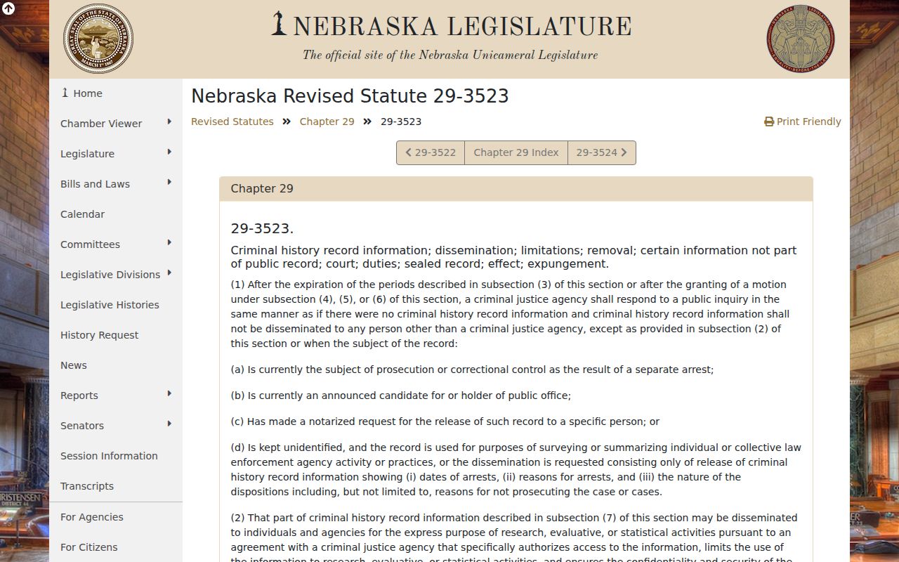Seward County Nebraska nonpublic criminal record statute reference